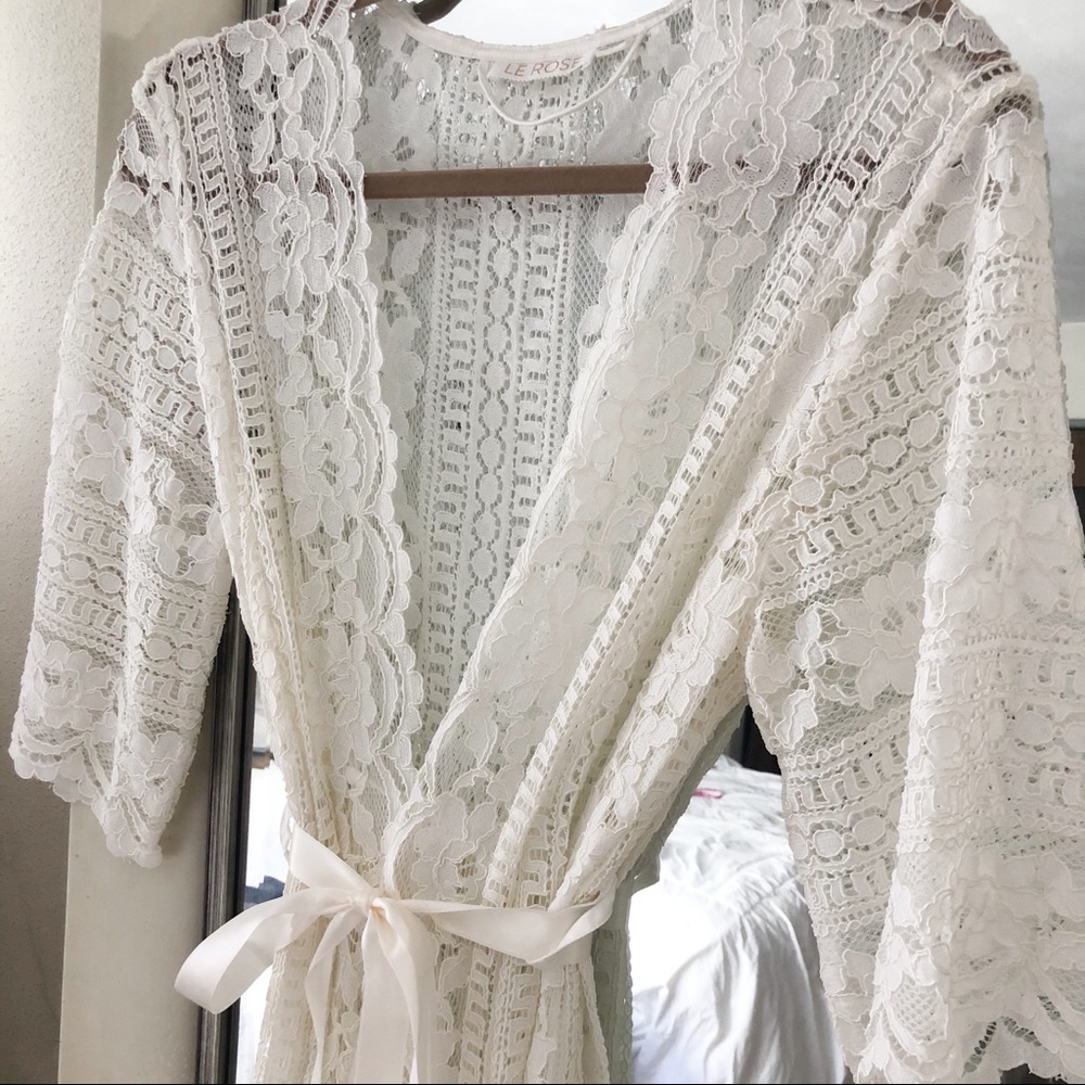 LE ROSE/Lace Duster Robe: Bridal - Full Length! - Picture 3 of 11